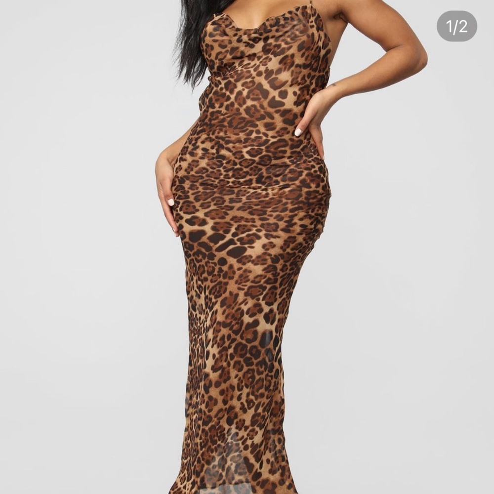 Sheer cheetah print maxi dress
